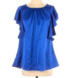 The Original Inc chic short ruffle sleeve brilliant blue blouse small top women